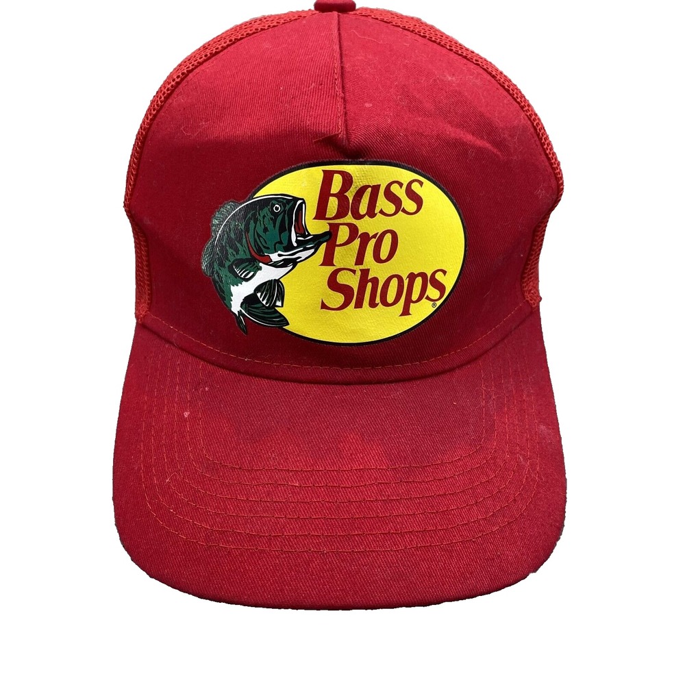 Bass Pro Shops Trucker Hat Cap Snapback Red Fishing Workwear Cowboy Hunting Y2k